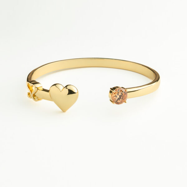 SS Heart Pink Crystal Bangle - Image 2