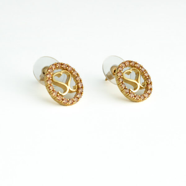 Maleth SS Gold Crystal Stud Earrings - Image 2