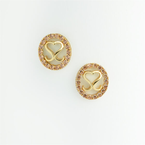 Maleth SS Gold Crystal Stud Earrings