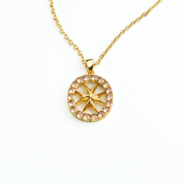 Maleth Maltese Cross Gold Crystal Necklace - Image 2