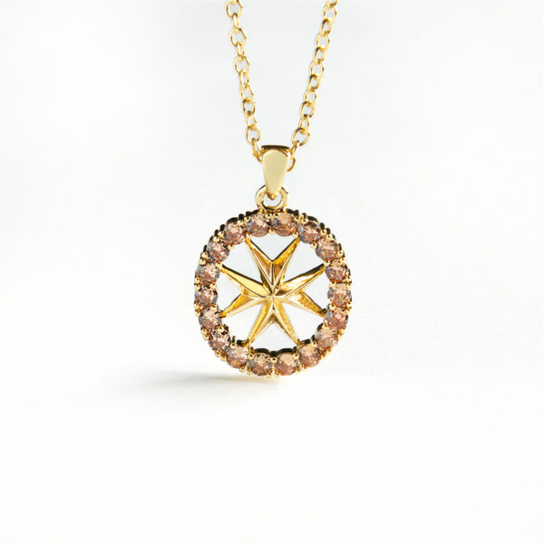Maleth Maltese Cross Gold Crystal Necklace