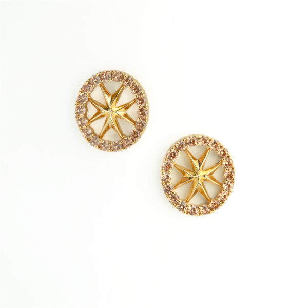 Maleth Maltese Cross Gold Crystal Stud Earrings