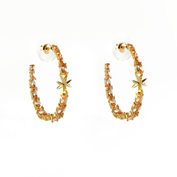 Maleth Maltese Cross Crystal Hoop Earrings