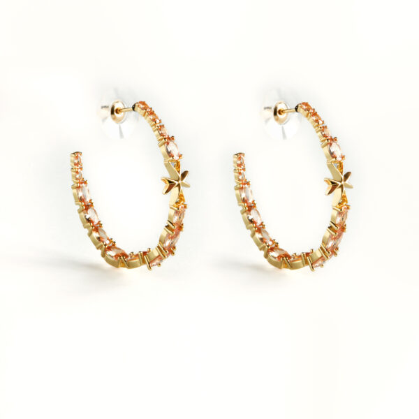 Maleth Maltese Cross Crystal Hoop Earrings - Image 3