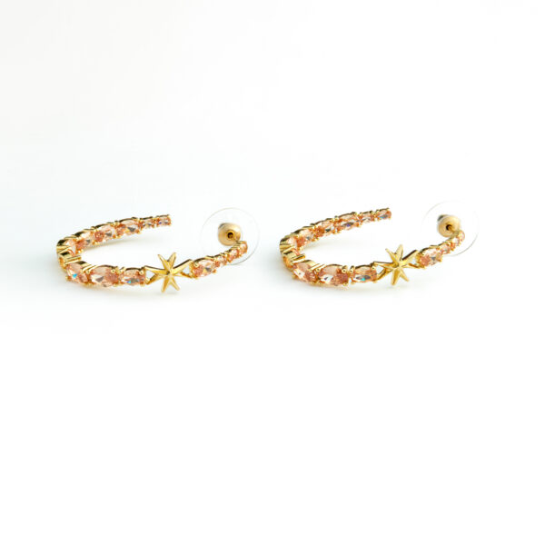 Maleth Maltese Cross Crystal Hoop Earrings - Image 2