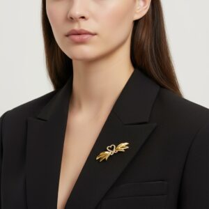 Alternative view of Cessani - Amara Heart Leaf Brooch