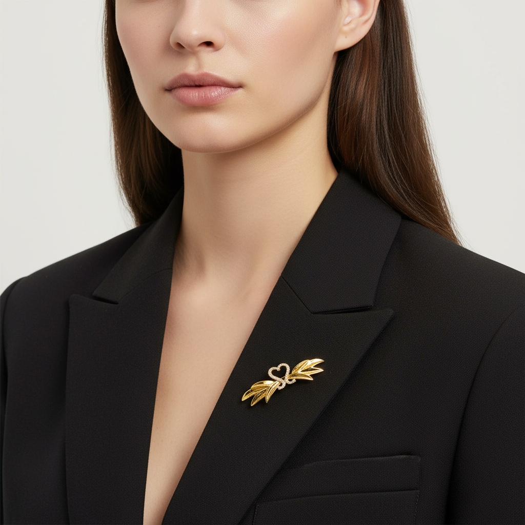 Cessani - Amara Heart Leaf Brooch - Image 2