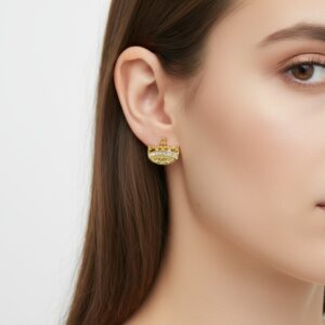Alternative view of Cessani - Gold Crown Earrings
