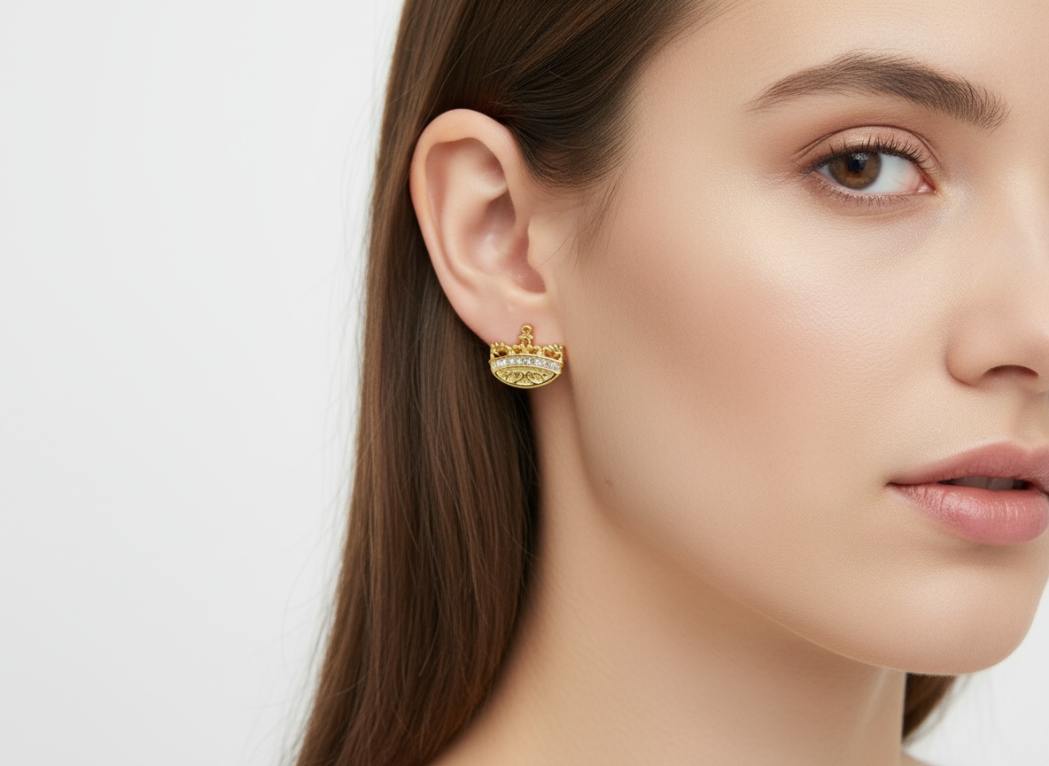 Cessani - Gold Crown Earrings - Image 2