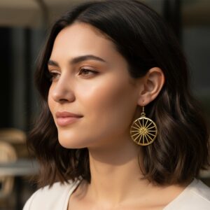 Alternative view of Karrozzin Wheel Gold-Plated Earrings