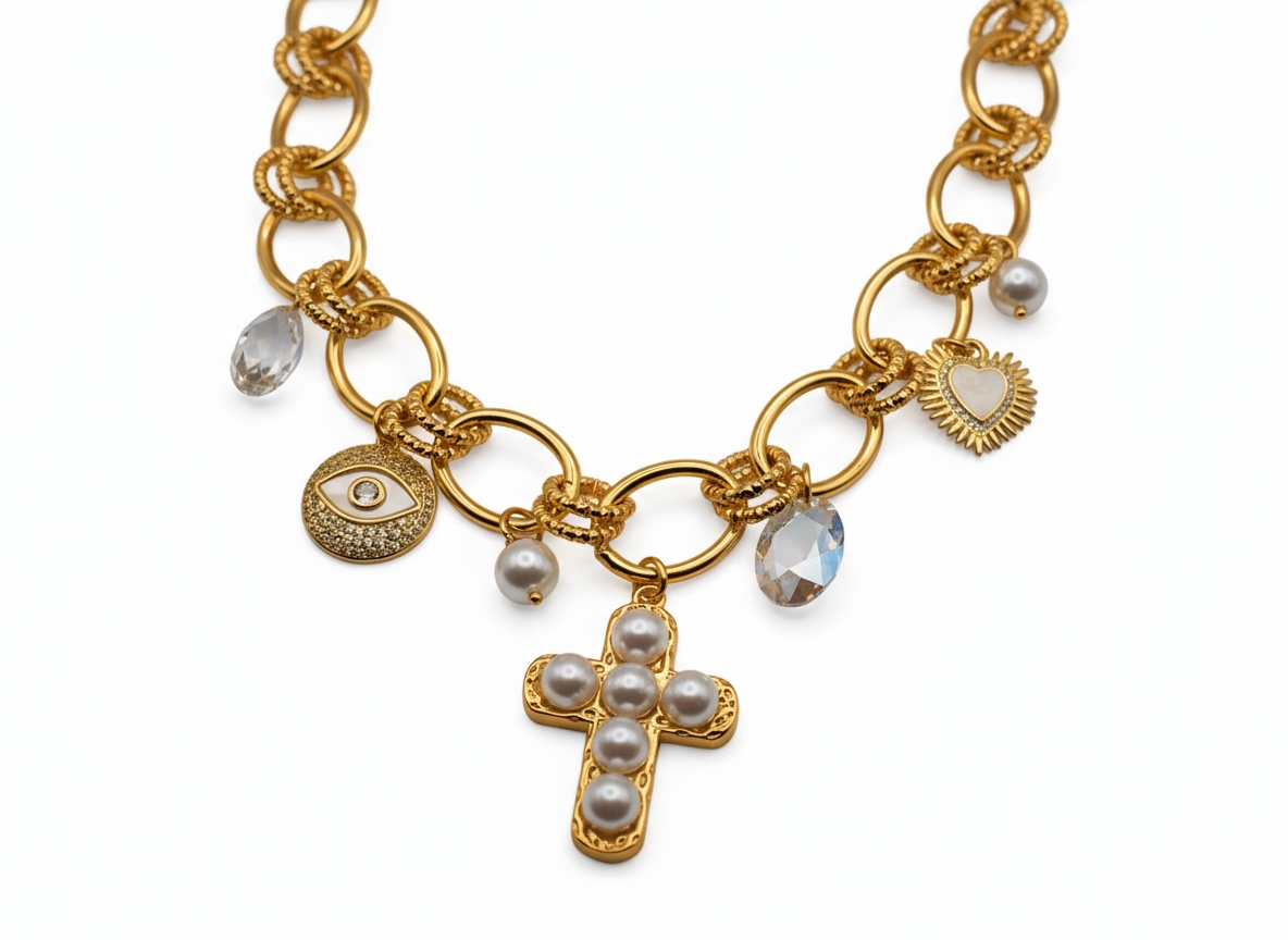 Malu` Evil Eye Gold Charm Necklace