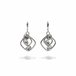 Malu Silver Square-Frame Earrings with Clear Crystals
