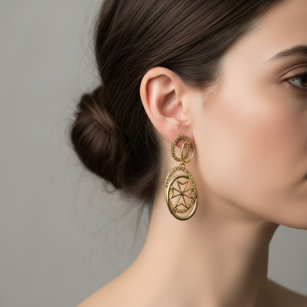 Cessani Maltese Cross Drop Earrings - Image 2